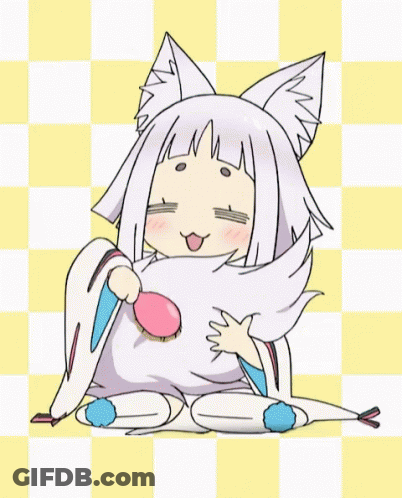 A Cartoon Drawing Of A Girl With White Hair And Ears GIF