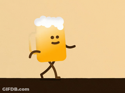 A Cartoon Drawing Of A Glass Of Beer With A Face And Arms And Legs GIF
