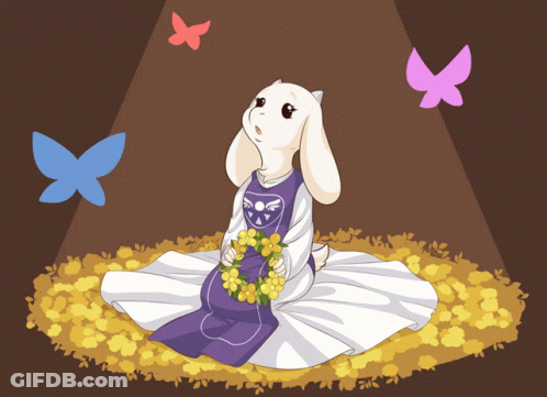 A Cartoon Drawing Of A Goat Holding Flowers GIF