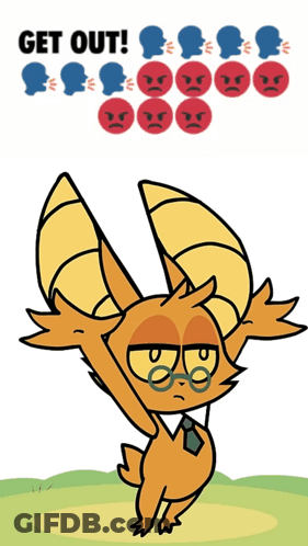 A Cartoon Drawing Of A Goat With Glasses And The Words Get Out GIF