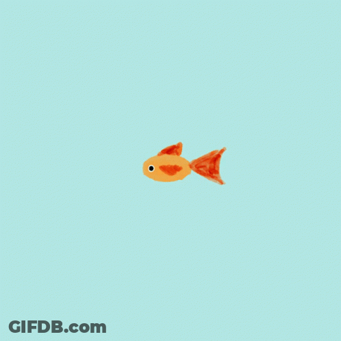 A Cartoon Drawing Of A Goldfish Swimming In The Water GIF