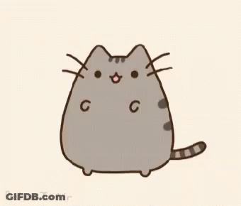 A Cartoon Drawing Of A Gray Cat With A Striped Tail GIF