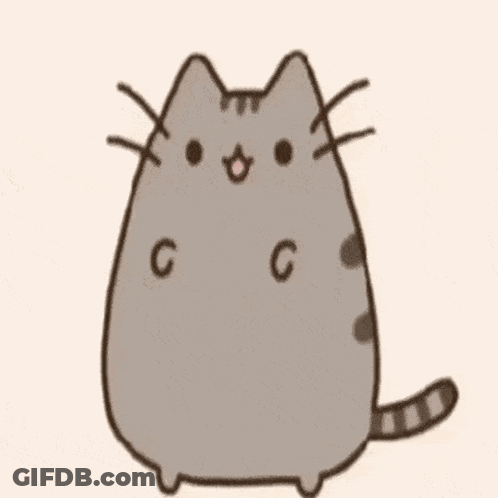 A Cartoon Drawing Of A Gray Cat With G And C Written On It 'S Face . GIF