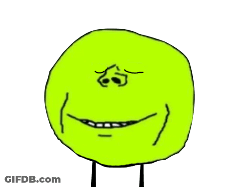 A Cartoon Drawing Of A Green Ball With A Smiley Face On It GIF