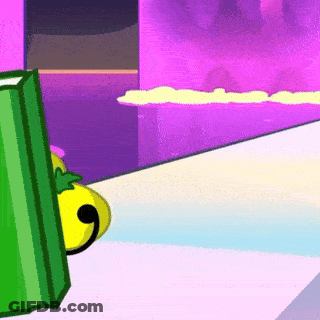A Cartoon Drawing Of A Green Book With A Yellow Apple On It GIF