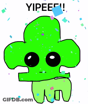 A Cartoon Drawing Of A Green Cactus With The Words Yipeee Written Above It GIF