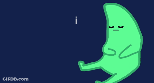 A Cartoon Drawing Of A Green Crescent Moon With The Question Question Written Below It GIF