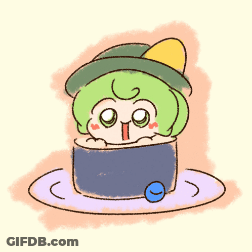 A Cartoon Drawing Of A Green Frog Wearing A Green Hat GIF