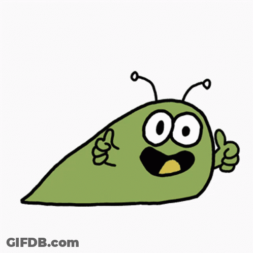 A Cartoon Drawing Of A Green Slug Giving A Thumbs Up GIF
