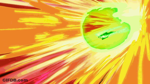 A Cartoon Drawing Of A Green Sphere Being Thrown Into The Air GIF