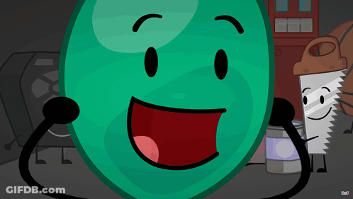 A Cartoon Drawing Of A Green Sphere With A Red Mouth GIF