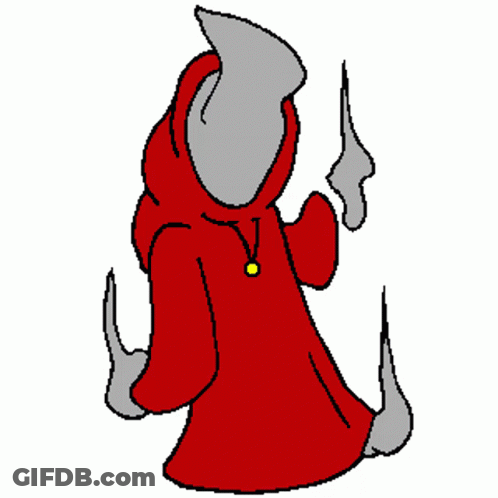 A Cartoon Drawing Of A Grim Reaper Wearing A Red Cloak GIF