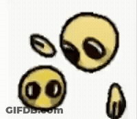 A Cartoon Drawing Of A Group Of Smiley Faces With Black Eyes . GIF