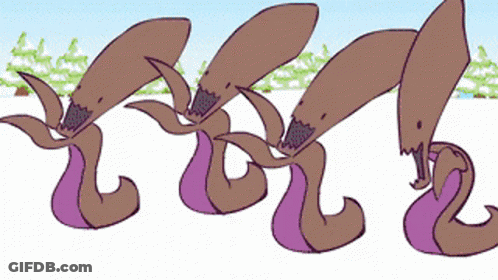 A Cartoon Drawing Of A Group Of Worms With A Snowy Background GIF