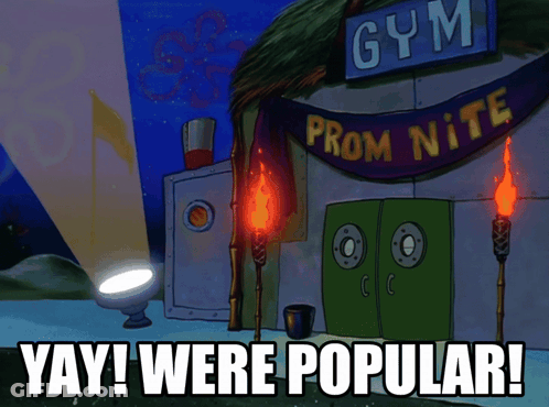 A Cartoon Drawing Of A Gym With Prom Nite Written On It GIF