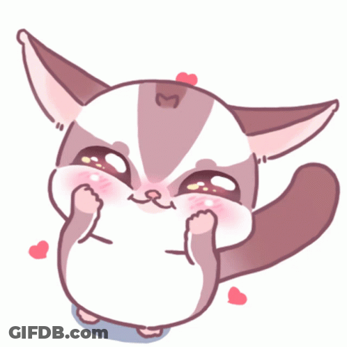 A Cartoon Drawing Of A Hamster With Pink Hearts Around It GIF