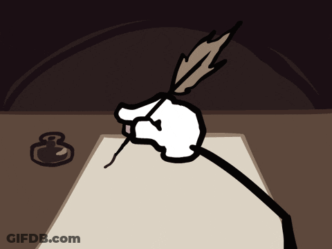 A Cartoon Drawing Of A Hand Holding A Feather Pen GIF
