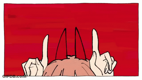 A Cartoon Drawing Of A Hand Reaching Out Towards A Red Object GIF