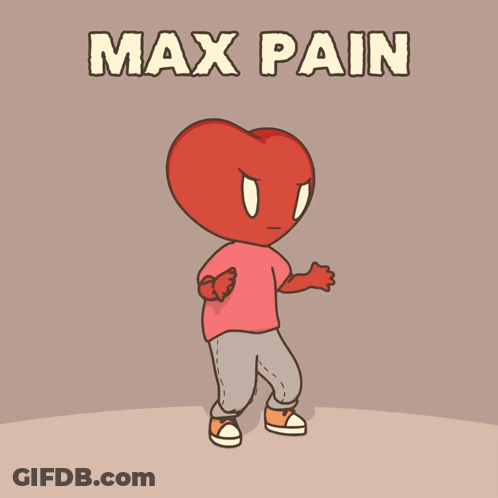 A Cartoon Drawing Of A Heart With The Words Max Pain Below It GIF