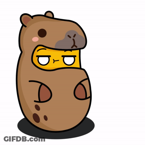 A Cartoon Drawing Of A Hippopotamus With A Yellow Face GIF