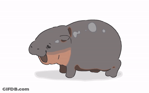 A Cartoon Drawing Of A Hippopotamus With Its Eyes Closed And Its Mouth Open GIF