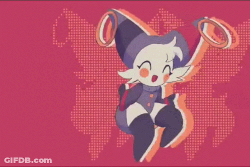 A Cartoon Drawing Of A Jester With A Map Of The World Behind Her GIF