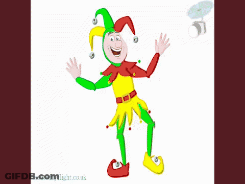 A Cartoon Drawing Of A Jester With The Words Created By Flight.co.uk Underneath GIF