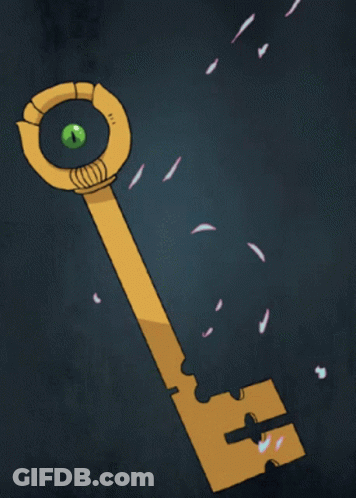 A Cartoon Drawing Of A Key With An Eye On It GIF