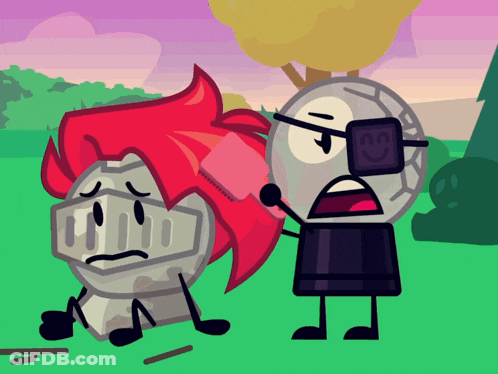 A Cartoon Drawing Of A Knight And A Ball With A Smiley Face GIF