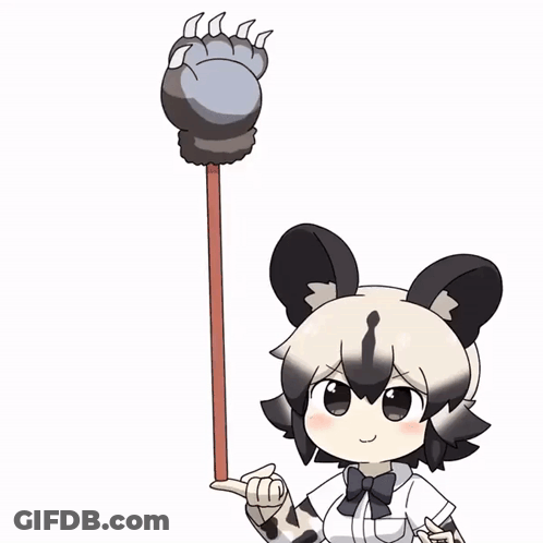 A Cartoon Drawing Of A Leopard Holding A Stick With A Paw On It GIF