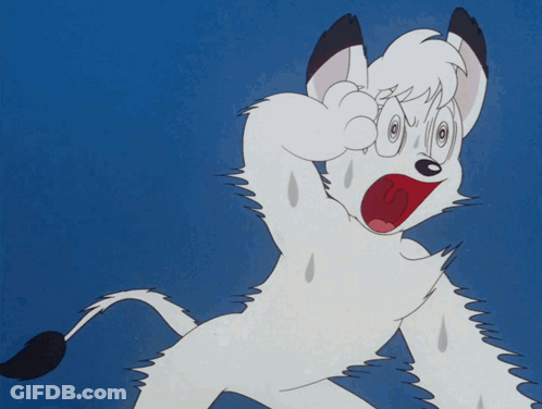 A Cartoon Drawing Of A Lion With A Surprised Look On His Face GIF