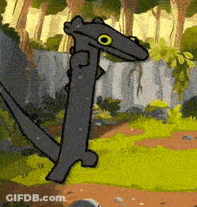 A Cartoon Drawing Of A Lizard With A Large Yellow Eye GIF