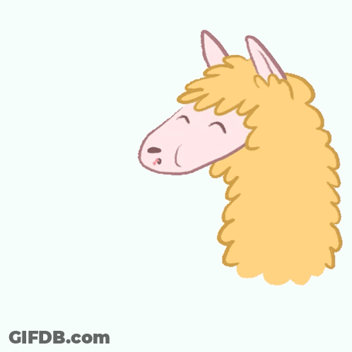A Cartoon Drawing Of A Llama Blowing Hearts In The Air GIF