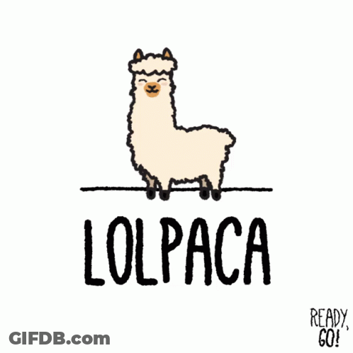 A Cartoon Drawing Of A Llama With The Words Lolpaca Below It GIF
