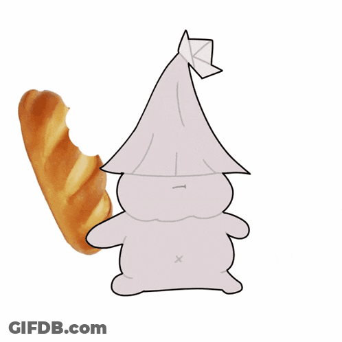 A Cartoon Drawing Of A Loaf Of Bread With A White Cloth On It GIF