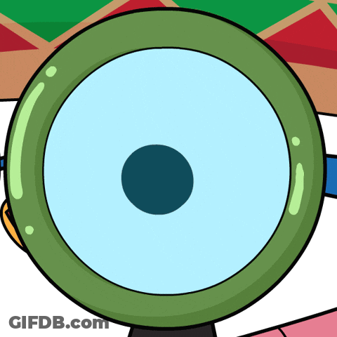 A Cartoon Drawing Of A Magnifying Glass With A Blue Circle In The Middle GIF