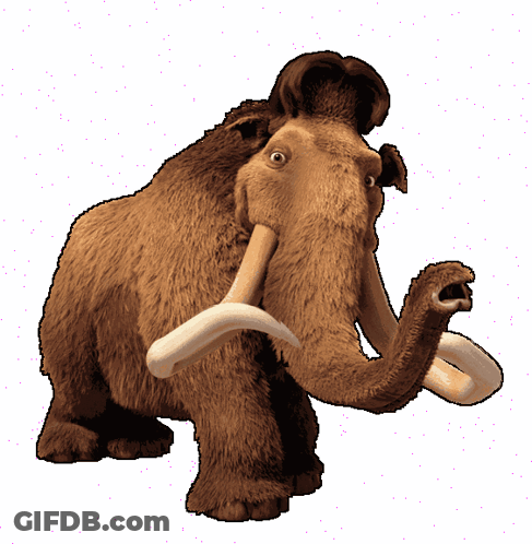 A Cartoon Drawing Of A Mammoth With Big Tusks GIF