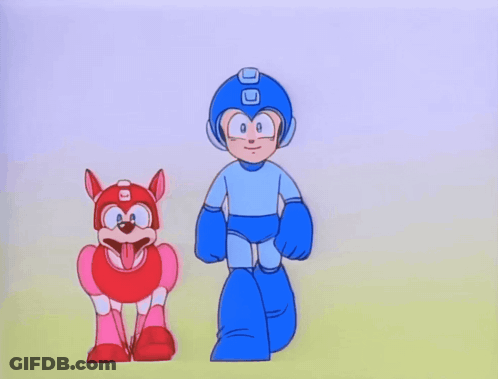 A Cartoon Drawing Of A Man And A Dog With A Sticker That Says ' Nintendo ' On Them GIF