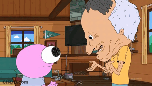 A Cartoon Drawing Of A Man And A Girl With A Banner That Says Boss GIF