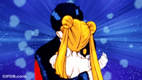 A Cartoon Drawing Of A Man And A Woman Hugging Each Other GIF