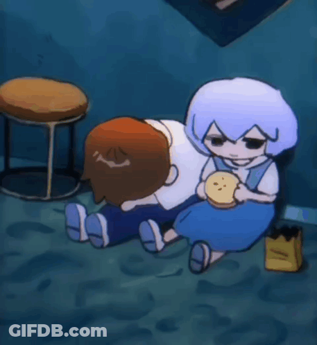 A Cartoon Drawing Of A Man And A Woman Sitting On The Floor GIF