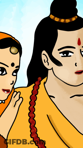 A Cartoon Drawing Of A Man And A Woman With A Red Dot On Their Forehead GIF
