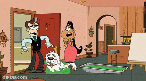 A Cartoon Drawing Of A Man And Woman Standing In Front Of A Door That Says 23 GIF