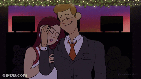A Cartoon Drawing Of A Man And Woman With The Name Blanche On The Bottom GIF