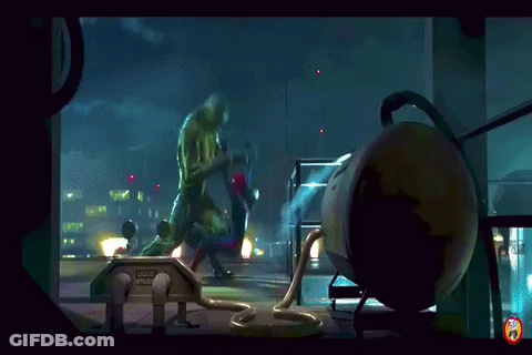 A Cartoon Drawing Of A Man Fighting Another Man With A Sign In The Background That Says Loud Warning GIF
