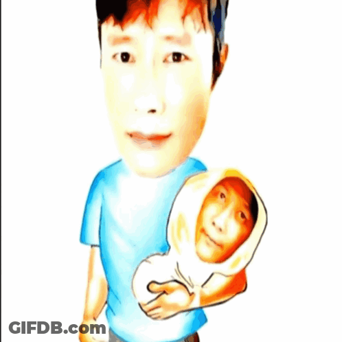 A Cartoon Drawing Of A Man Holding A Baby With Papa Written On The Bottom GIF