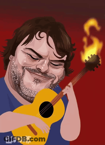 A Cartoon Drawing Of A Man Holding A Guitar With Eliotoons Written On The Bottom Right GIF