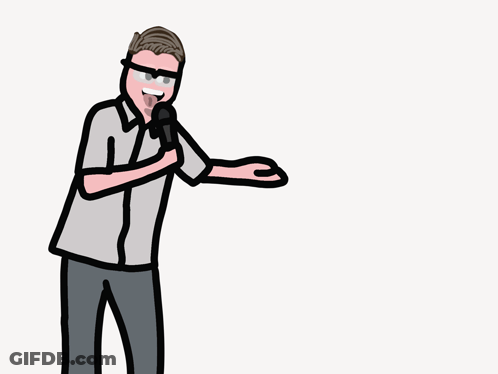 A Cartoon Drawing Of A Man Holding A Microphone With The Words Gotcha Bitch Written Below Him GIF