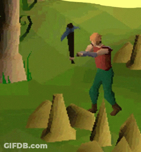 A Cartoon Drawing Of A Man Holding A Pickaxe Next To A Cup Of Ice Cream GIF