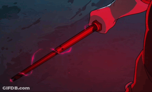A Cartoon Drawing Of A Man Holding A Red Pole GIF